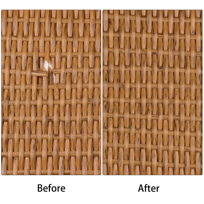 Feyart 7mm 80m/262ft Light Wood Grain PE Rattan Strip for Outdoor Rattan Furniture Repair, Plastic Wicker for Patio Furniture Restore - Image 4