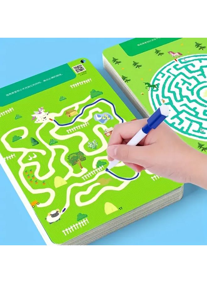 مجموعة كتب متاهات الأطفال للمستوى الأساسي - 64 بطاقة نشاط قابلة لإعادة الاستخدام والمسح - تدريب العقل للأعمار من 4 إلى 8 سنوات - Image 4