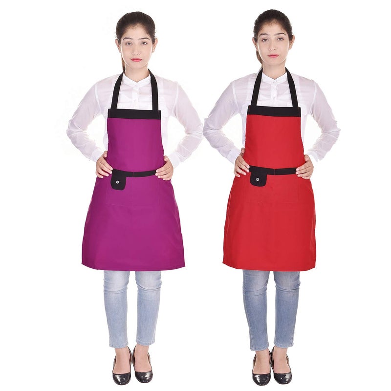 Switchon waterproof Kitchen cooking multipurpose Apronfree size Red and Rani colour - Image 1