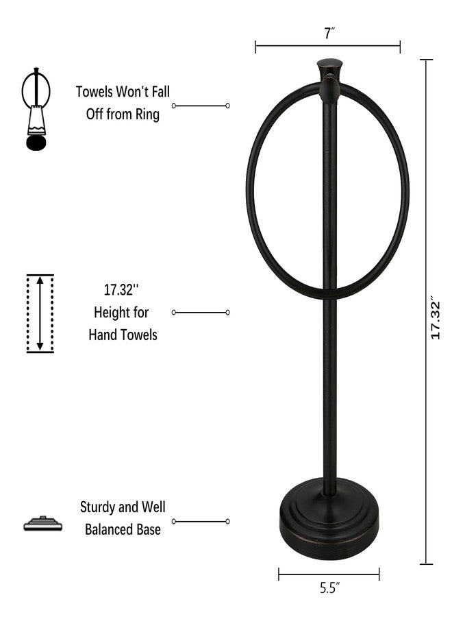 Hoimpro Bronze Bathroom Standing Towel Ring Holder for Bathroom Vanities and Kitchen Countertops, Towel Rack with 7" Towel Ring, Stainless Steel Oil Rubbed Bronze Towel Bar with Counterweight Base - Image 4