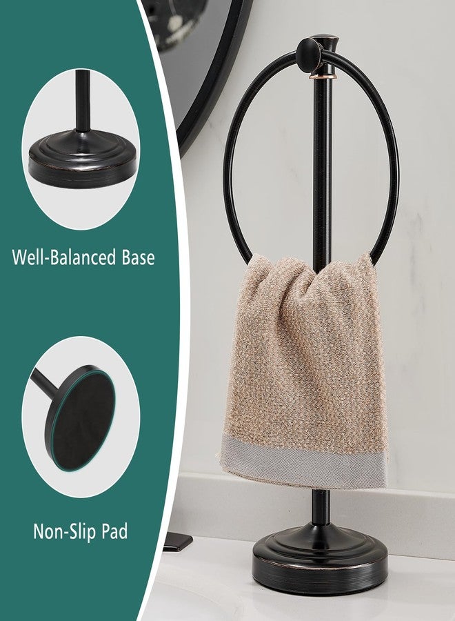 Hoimpro Bronze Bathroom Standing Towel Ring Holder for Bathroom Vanities and Kitchen Countertops, Towel Rack with 7" Towel Ring, Stainless Steel Oil Rubbed Bronze Towel Bar with Counterweight Base - Image 5