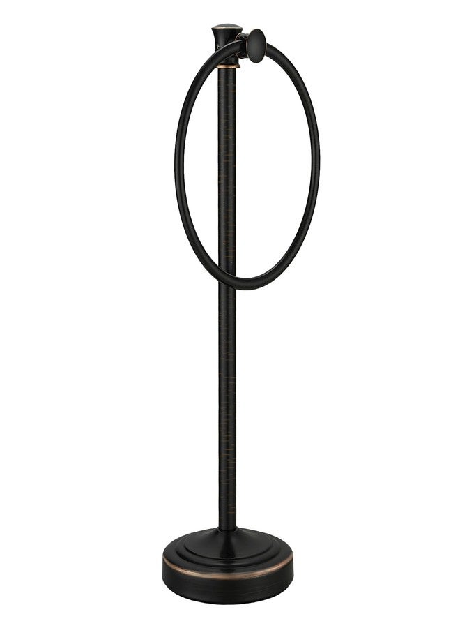 Hoimpro Bronze Bathroom Standing Towel Ring Holder for Bathroom Vanities and Kitchen Countertops, Towel Rack with 7" Towel Ring, Stainless Steel Oil Rubbed Bronze Towel Bar with Counterweight Base - Image 1
