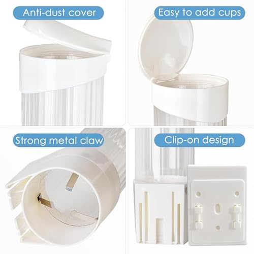 TASMAX Paper Glasses Wall Stand Paper Cup Organizer Glass Cup Wall Stand Holder Dispense Wall Mounted Plastic Drinking Water Cup Dispenser Sticker or Screw Plate Mountable (Pack 1) - Image 3