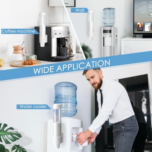 TASMAX Paper Glasses Wall Stand Paper Cup Organizer Glass Cup Wall Stand Holder Dispense Wall Mounted Plastic Drinking Water Cup Dispenser Sticker or Screw Plate Mountable (Pack 1) - Image 5