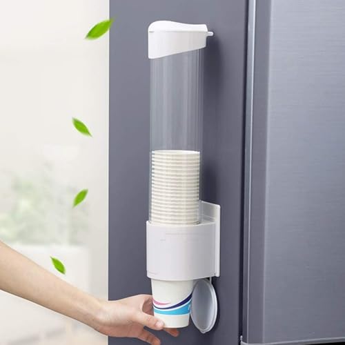 TASMAX Paper Glasses Wall Stand Paper Cup Organizer Glass Cup Wall Stand Holder Dispense Wall Mounted Plastic Drinking Water Cup Dispenser Sticker or Screw Plate Mountable (Pack 1) - Image 1