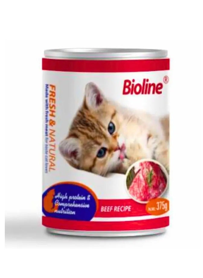 بايولاين طعام القطط المعلب 375 جرام [نكهة - لحم البقر والخضروات] - Image 1