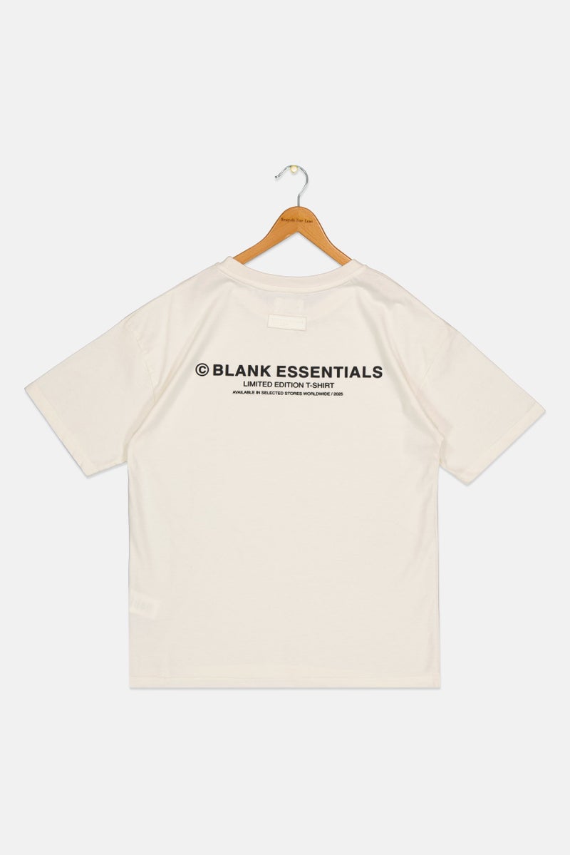 Blank Essentials Kids Boy Short Sleeve Brand Logo T-shirt, Off White - Image 3