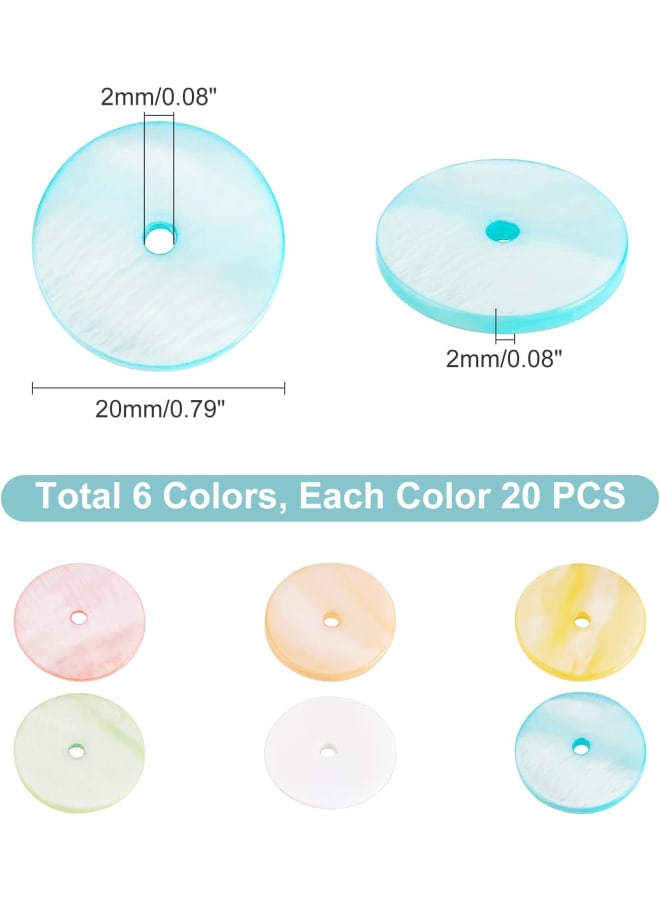 120pcs Round Shell Charms, 20mm Coin Charm Natural Flat Seashells Pendant Ocean Nautical Charms Disc Heishi Beads for Summer Necklace Bracelet Earring Home Wedding Decor  - Image 4