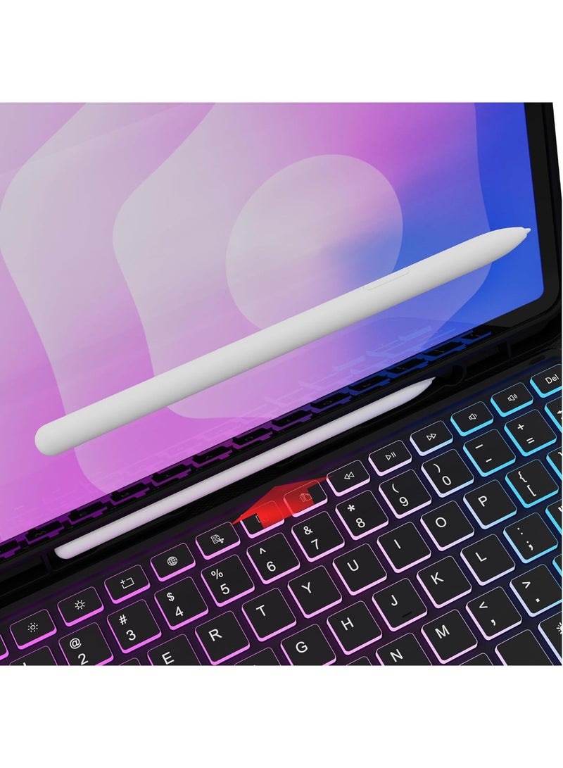 غطاء لوحة مفاتيح عربية/إنجليزية لجهاز سامسونج جالاكسي تاب إس 11 مقاس 11 بوصة (إصدار 2025): غطاء قابل للفصل بإضاءة خلفية بألوان قوس قزح، مزود بلوحة لمس وحامل قلم إس - غطاء لوحة مفاتيح لاسلكية لجهاز جالاكسي تاب إس 11 مقاس 11 بوصة، أسود - Image 5