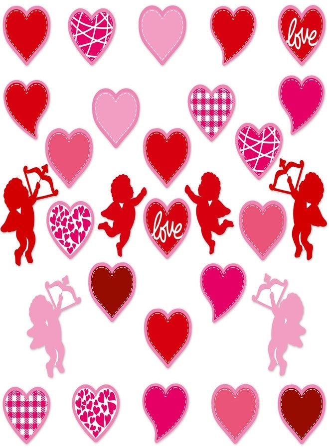 Junkin 60 Pcs Valentine's Day Classroom Bulletin Border Decoration Cutouts Colorful Hearts Cutouts Cupid Cutouts for Valentines Day Classroom Holiday Bulletin Border Wall Decor (Heart) - Image 1
