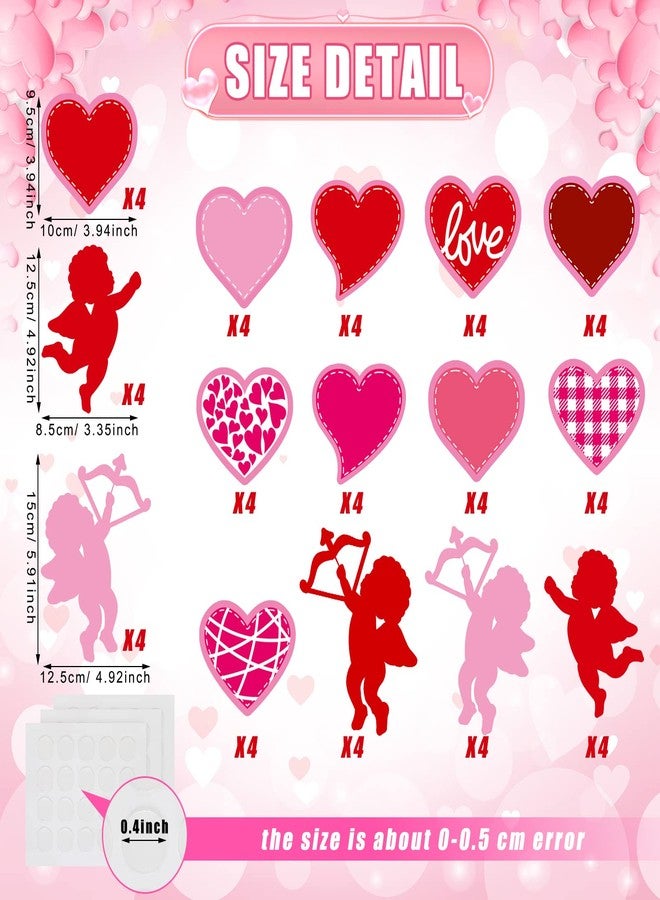 Junkin 60 Pcs Valentine's Day Classroom Bulletin Border Decoration Cutouts Colorful Hearts Cutouts Cupid Cutouts for Valentines Day Classroom Holiday Bulletin Border Wall Decor (Heart) - Image 2