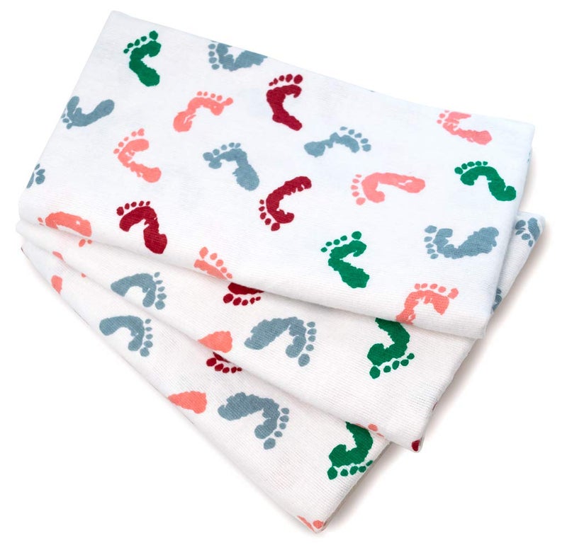 pill thing Baby Swaddle Hospital Blanket 3 Pack, Large Nursery Receiving Wrap, Unisex Boy Girl, 100% Soft Cotton Swaddles Newborn for Comforting, Durable Hospital Quality (Baby Feet, 3 Pack) - Image 2