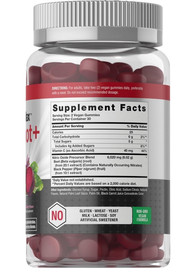 Horbäach Nitric Oxide Beet Root Gummies | 60 Count | with Nitrates | Strawberry Flavor | Vegan, Non-GMO, Gluten Free Supplement - Image 1