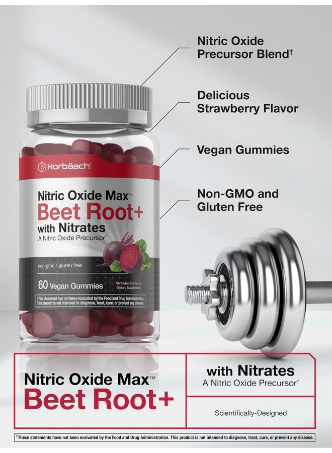 Horbäach Nitric Oxide Beet Root Gummies | 60 Count | with Nitrates | Strawberry Flavor | Vegan, Non-GMO, Gluten Free Supplement - Image 3