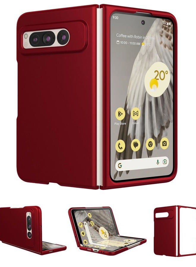 Foluu Case for Google Pixel Fold 2023, Ultra Thin Slim Fit Matte PC with Non-Slip Grip Full Protection Protective Cover for Google Pixel Fold 2023 (Red) - Image 1