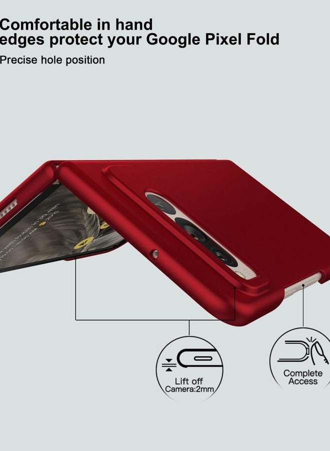 Foluu Case for Google Pixel Fold 2023, Ultra Thin Slim Fit Matte PC with Non-Slip Grip Full Protection Protective Cover for Google Pixel Fold 2023 (Red) - Image 2