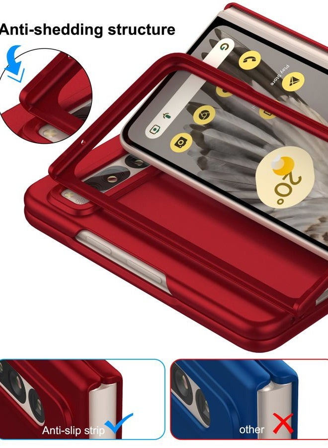 Foluu Case for Google Pixel Fold 2023, Ultra Thin Slim Fit Matte PC with Non-Slip Grip Full Protection Protective Cover for Google Pixel Fold 2023 (Red) - Image 5