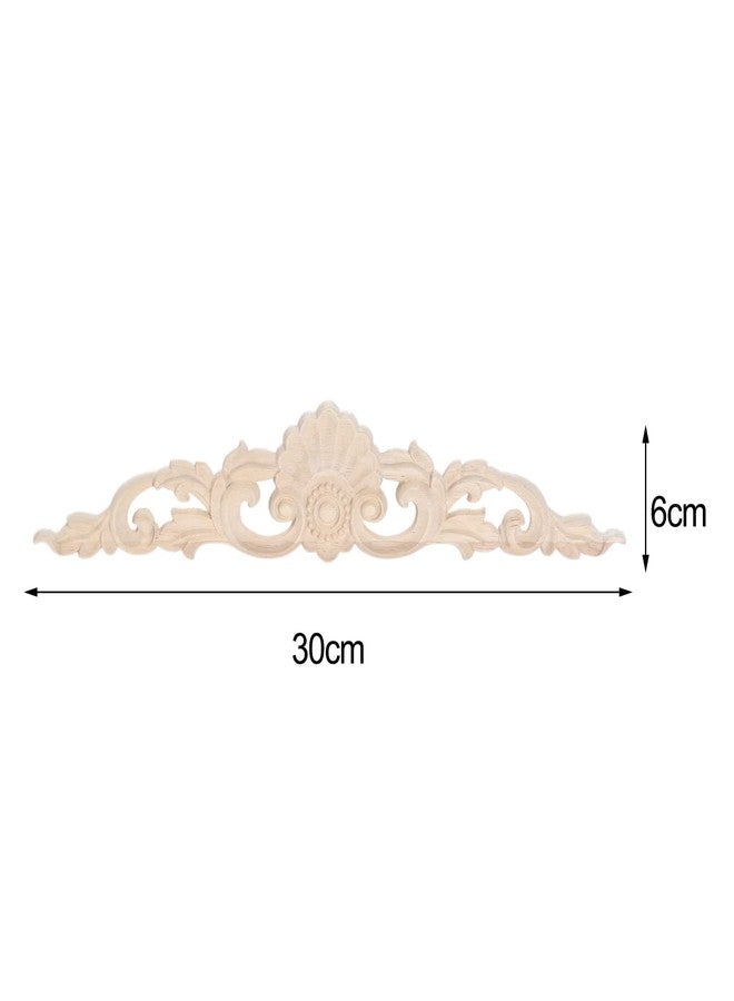 MUXSAM Wood Carved Appliques, 2-Pack Unpainted Wooden Carvings Decals Overlay Decorative Onlays for Walls Doors Cabinet Dresser Mantel Fireplace Bed Cupboard DIY Craft Project, 30x6cm/11.81"x2.36" - Image 2