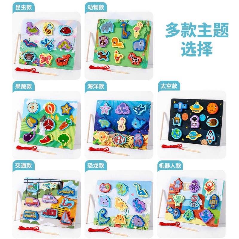 New Wooden Double-Sided Multi-Functional Matching Jigsaw Puzzle For Children Winning Rope Beaded Puzzle Early Education Toy - Image 5