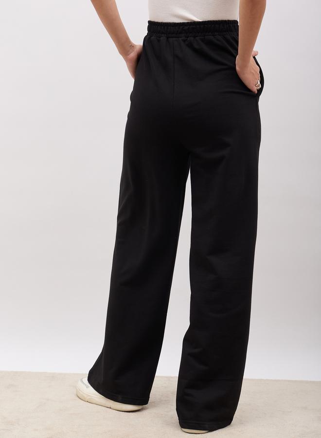 Styli High Rise Wide Leg Joggers with Badge Detail  - Image 5