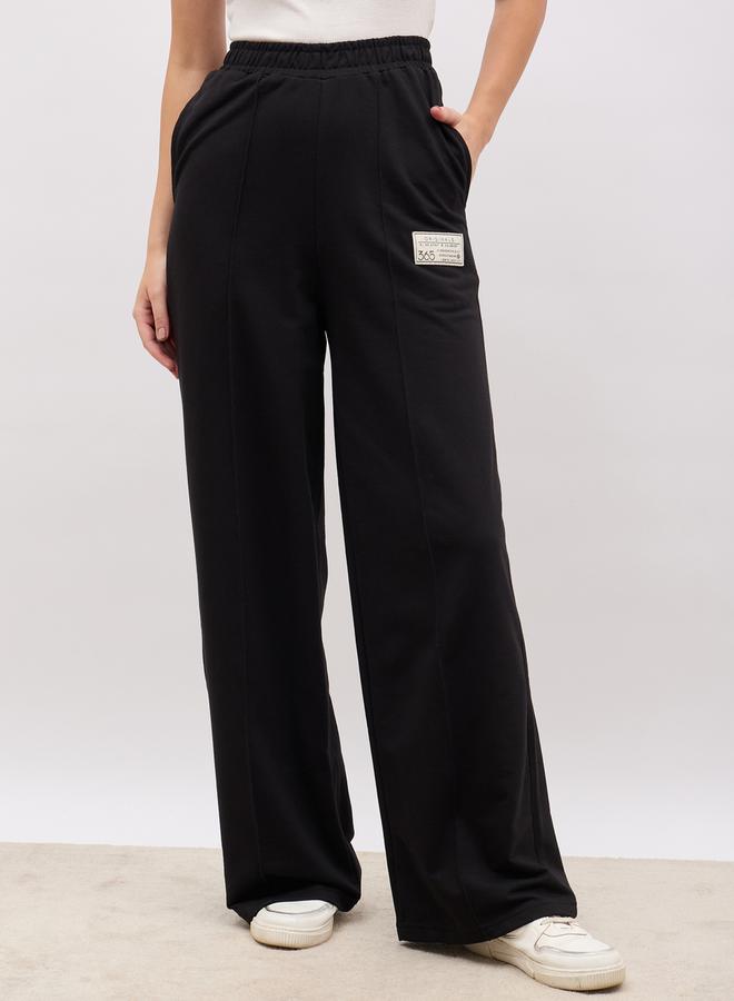 Styli High Rise Wide Leg Joggers with Badge Detail  - Image 2