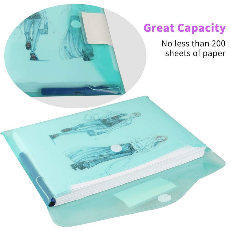 OUTYLTS 11 Pack Plastic Poly Filing Envelopes, Clear Document Folders US Letter A4 Size File Envelopes with Label Pocket & Paste Button for School Home Work Office Organization, 6 Assorted Color - Image 2