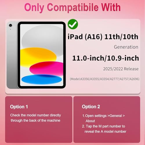 BMOUO Case for iPad (A16) 11th Generation 11 Inch 2025/iPad 10th Generation 10.9" 2022 - with Kickstand & Pencil Holder, Heavy Duty Shockproof Protective iPad 11th 10th Generation Case, Rose Pink - Image 2