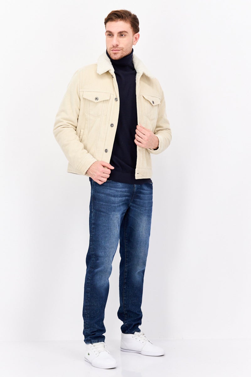 Celio جاكيت قماش كوردuroي ناعم للرجال، بيج - Image 4