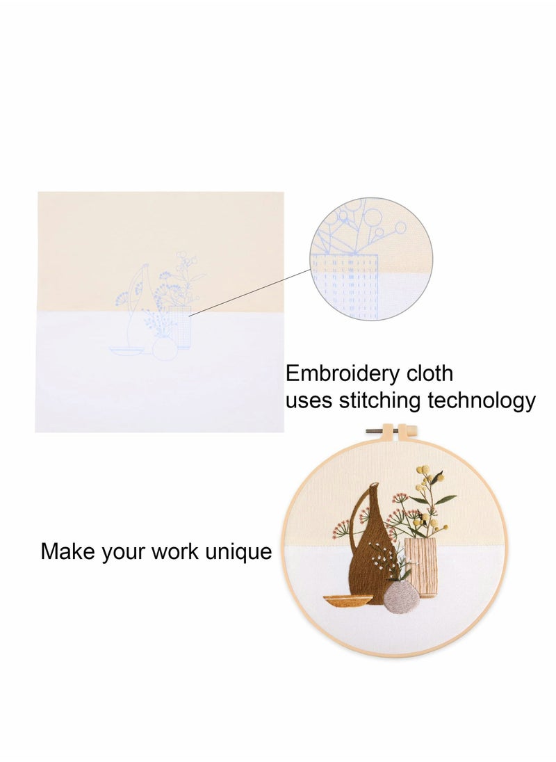 Excefore Embroidery Starter Kits for Adults Beginners with Wooden Hoops, Needles and Color Threads, Needlepoint Kit Adults, 4 Pack  - Image 2
