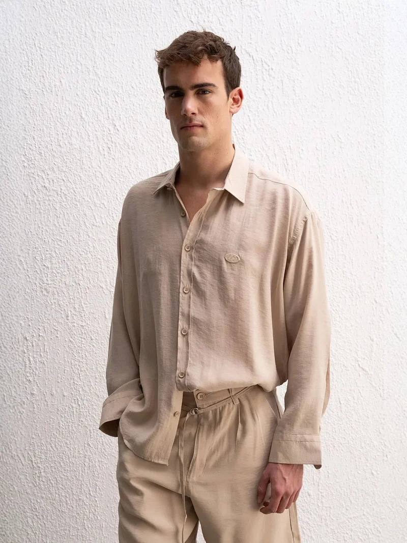 Giesto GIESTO Comfort Fit Embroidered Long Sleeve Shirt