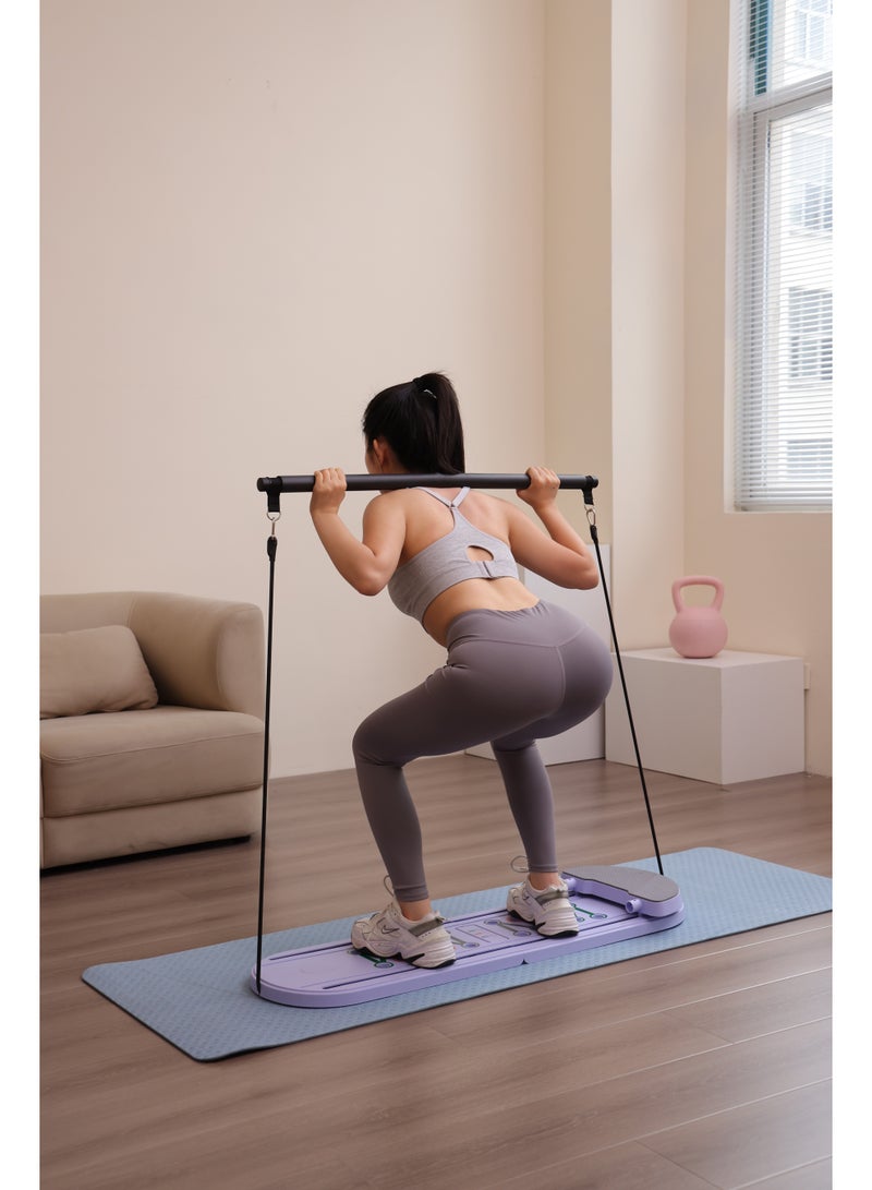 لوح بيلاتيس بورد، أطقم بيلاتيس ريفورمرر بيلاتيس، لوح بيلاتيس متعدد الوظائف لتمرين البطن لمعدات التمرين المنزلي، جهاز تمرين بيلاتيس بورد محمول قابل للطيّ، لوح بيلاتيس ريفورمرر بيلاتيس للنساء - Image 3