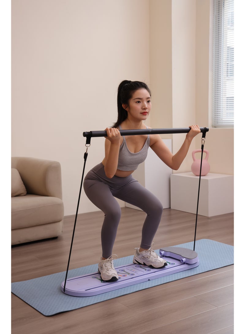 لوح بيلاتيس بورد، أطقم بيلاتيس ريفورمرر بيلاتيس، لوح بيلاتيس متعدد الوظائف لتمرين البطن لمعدات التمرين المنزلي، جهاز تمرين بيلاتيس بورد محمول قابل للطيّ، لوح بيلاتيس ريفورمرر بيلاتيس للنساء - Image 4