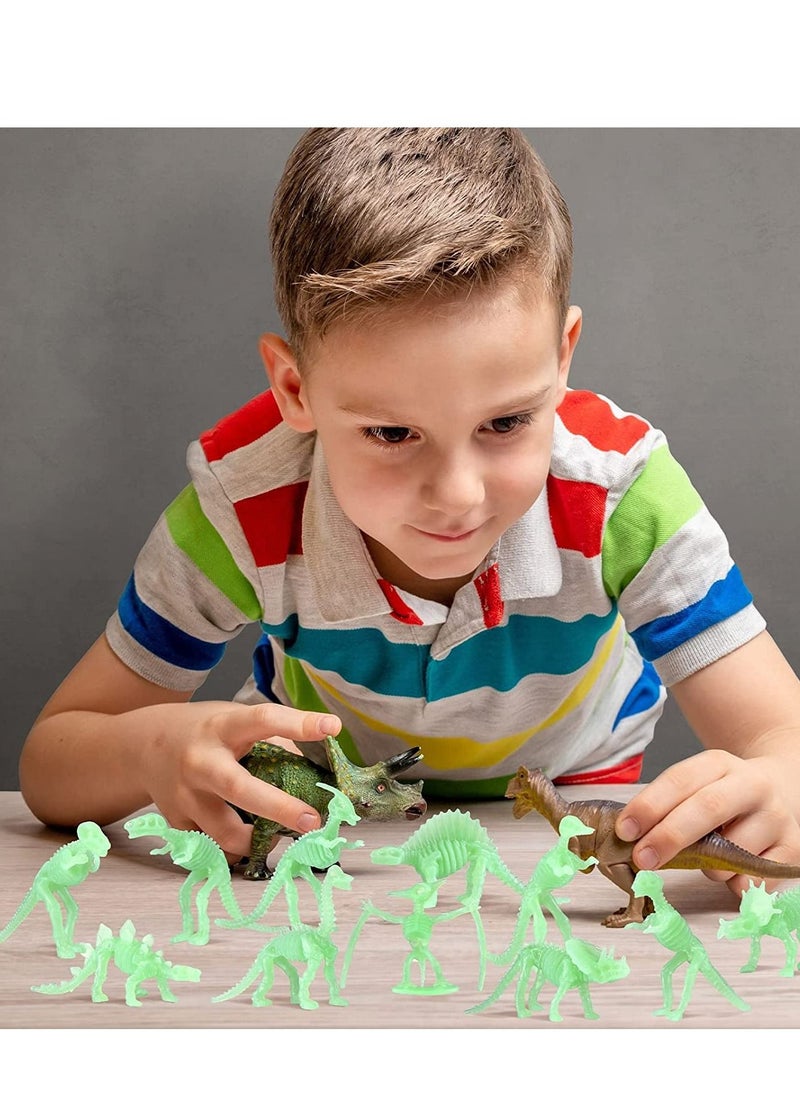 SYOSI - Glow in The Dark Dinosaur Toys Set, Luminous Dinosaur toy, Mini Plastic Realistic Dinosaur Figures Glow Toys for Kids Toddler, Dinosaur Theme Party Favors Supplies 24PCS - Image 1