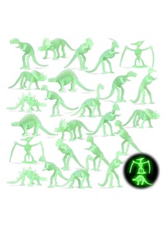 Glow in The Dark Dinosaur Toys Set, Luminous Dinosaur toy, Mini Plastic Realistic Dinosaur Figures Glow Toys for Kids Toddler, Dinosaur Theme Party Favors Supplies 24PCS