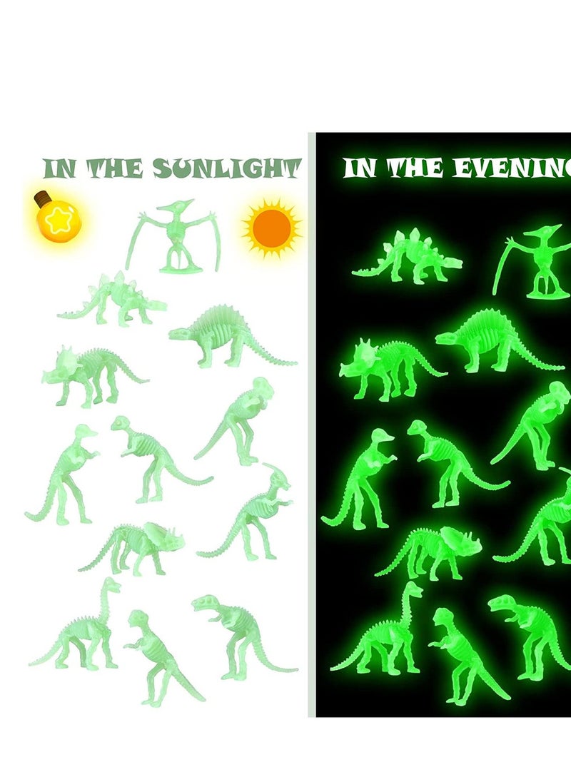 SYOSI - Glow in The Dark Dinosaur Toys Set, Luminous Dinosaur toy, Mini Plastic Realistic Dinosaur Figures Glow Toys for Kids Toddler, Dinosaur Theme Party Favors Supplies 24PCS - Image 1