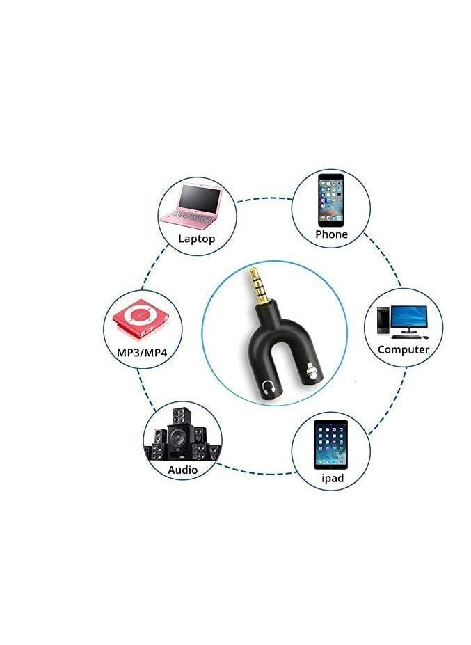 Generic - 3.5mm Audio Splitter 2 Way U Jack to Headphone Microphone Converter Adaptor Multicolour - Image 1