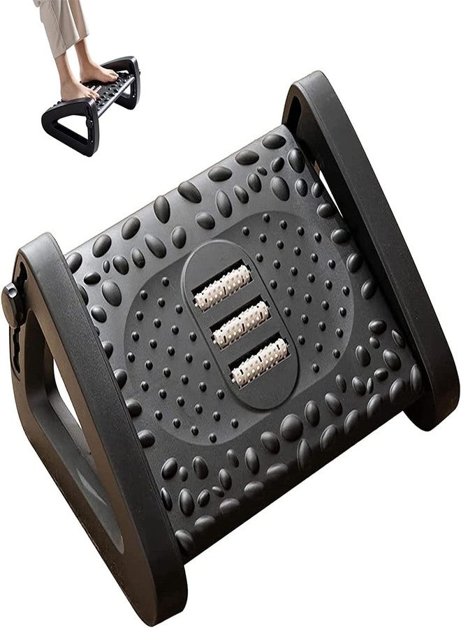 Wrixty Adjustable Height Foot Rest, Foot Rest Under Desk with Massage Texture and Roller, Relieve Stiffness, Numbness, Promote Leg Circulation, Relieve Leg Pressure (Black) - Image 1