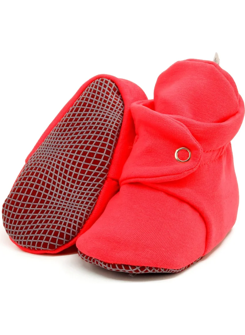 ايلا بونا Organic Cotton Baby Slippers, Non-Slip Sole, Newborn Booties, Home Nursery Shoes, Pomegranate Flower