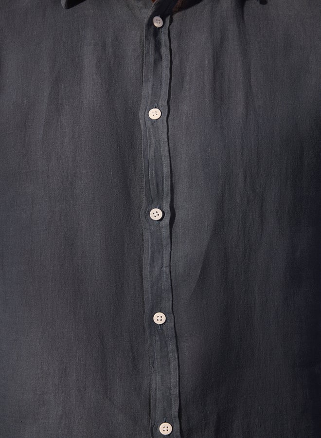 trendyol Navy Blue Limited Edition Reguler Fit Linen Shirt - Image 3