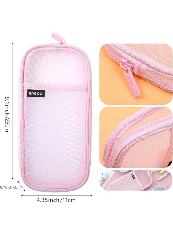 DROPOSALE Transparent Mesh Pen Pouch Keep Your Writing Essentials Organized and Best for Student Exams Pack of 1 (Pink) - Image 3