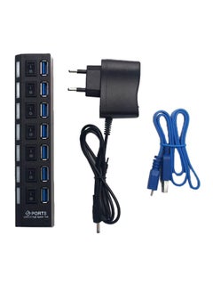 NIBEMINENT 7 Port USB Adapter Black  - Image 1