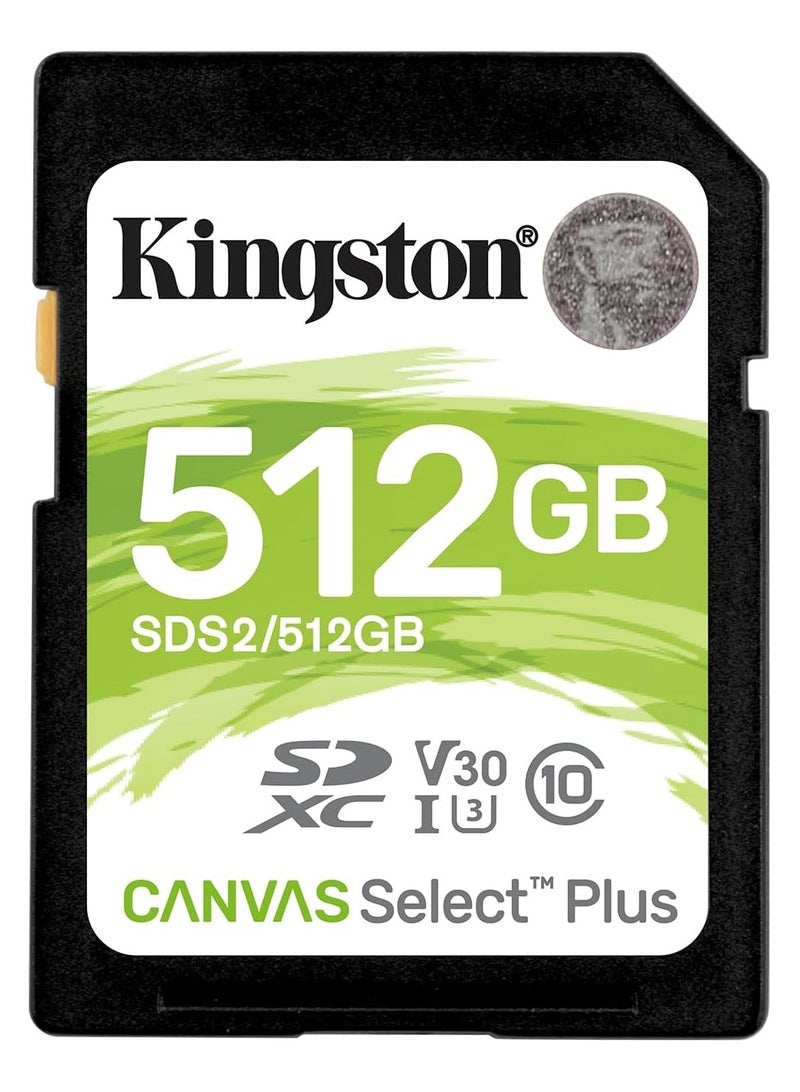 Kingston Canvas Select Plus SDXC 512GB Memory Card – Class 10, UHS-I, Ideal for Full HD & 4K Video - Image 1