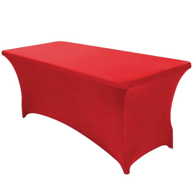 Separo 1 حزمة 6 قدم غطاء الطاولة الأحمر المجهزة مفرش المائدة مستطيلة لمط النسيج ليكرا الجدول القماش 6 قدم خالية من التجاعيد للحزب المعارض التجارية مأدبة حفلات الزفاف كوكتيل - Image 1