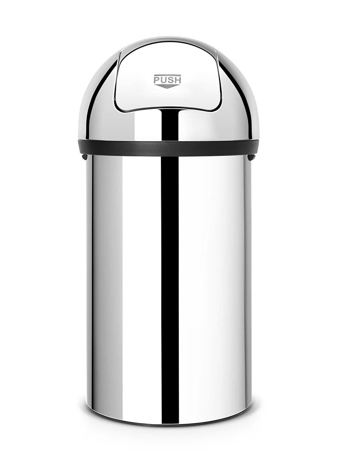 brabantia Push Bin with Swing Lid 60 Litre Brilliant Steel  - Image 1