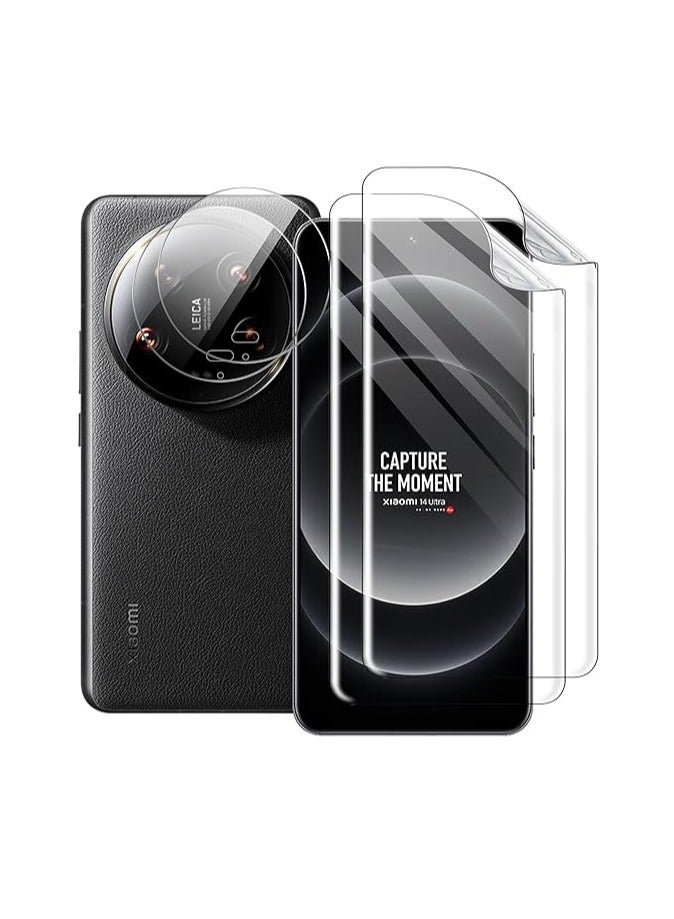 general Xiaomi 14 Ultra Screen Protector, [2+2 Pieces] Tempered Glass Camera Protector Glass Hydrogel Film Screen Protector, HD Screen Protector Tempered Film Camera Protector - Image 1
