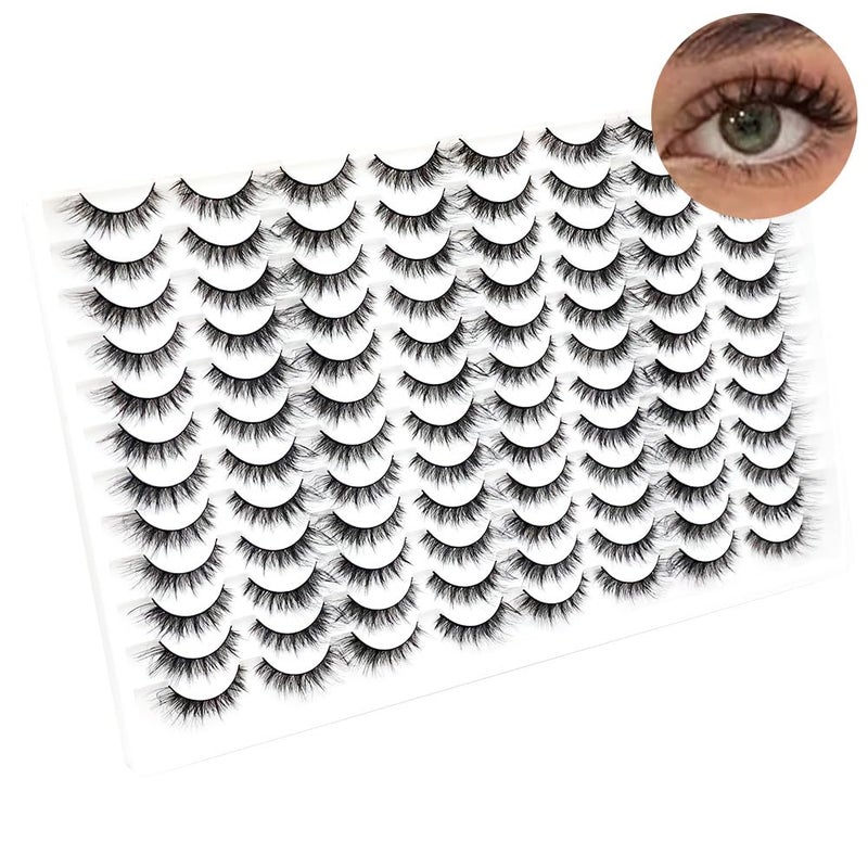 Azenlo False Eyelashes 48 Pairs Faux Mink Lashes 6-16 mm Wispy Lashes 3D Fluffy Cat Eye Lashes Pack Bulk Wholesale Strip Lashes(style 48-040) - Image 1