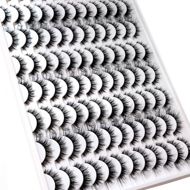 Azenlo False Eyelashes 48 Pairs Faux Mink Lashes 6-16 mm Wispy Lashes 3D Fluffy Cat Eye Lashes Pack Bulk Wholesale Strip Lashes(style 48-040) - Image 5