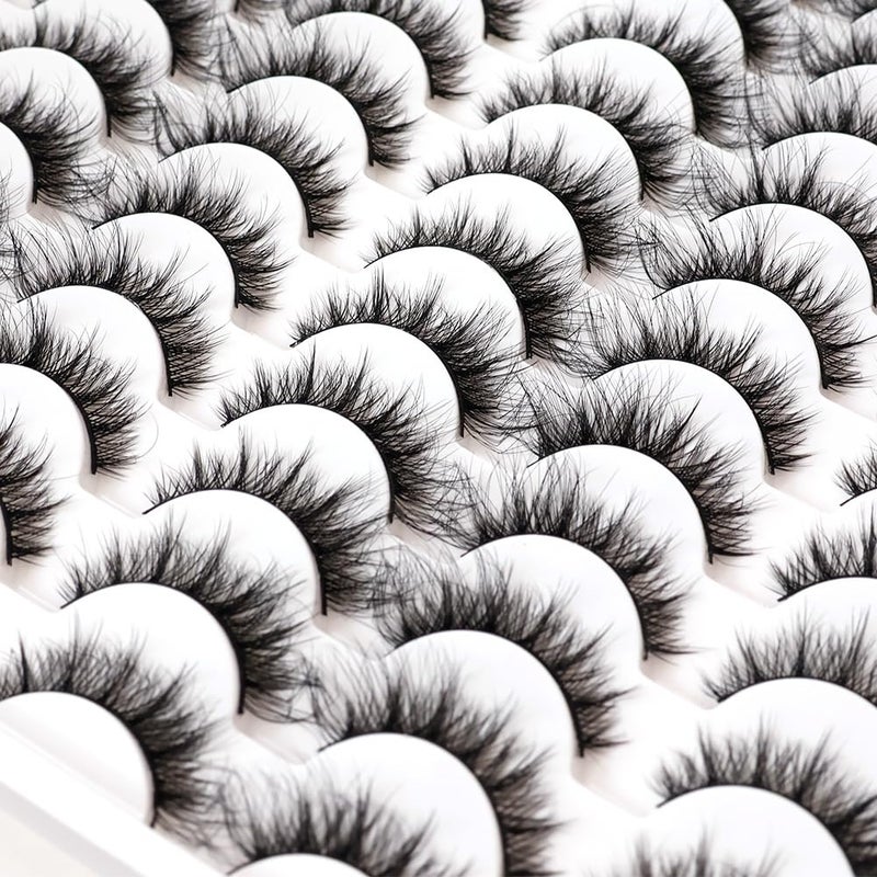 Azenlo False Eyelashes 48 Pairs Faux Mink Lashes 6-16 mm Wispy Lashes 3D Fluffy Cat Eye Lashes Pack Bulk Wholesale Strip Lashes(style 48-040) - Image 3