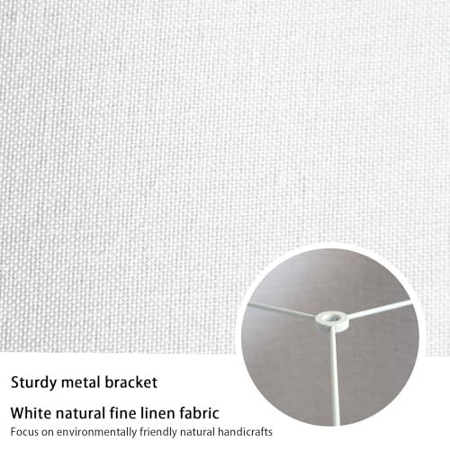 Rumidoph White Lamp Shades Set of 2, Medium Drum Lamp Shade 13"Top x 13"Bottom x 10"High(Spider), Lampshades Replacement for Table Lamps Floor Lamps, Natural Linen Hand Crafted, Easy Assembly Required - Image 3