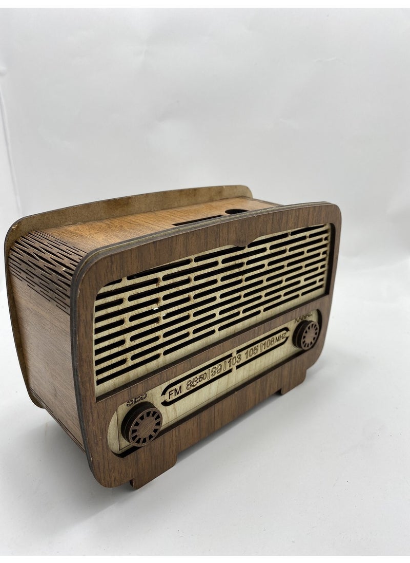 MYK Hediye ve Sanat Atölyesi Myk Nostalgic Radio-looking Wooden Piggy Bank is Both a Decor and a Piggy Bank  - Image 1